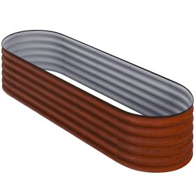 Brown Galvanized Planter Boxes: 6.4 ft with Safety Edging for Vegetable Gardening|