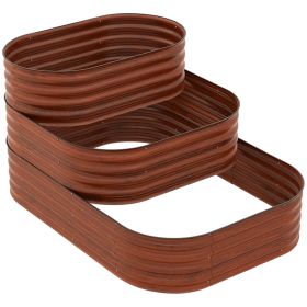 Raised Garden Bed, 3-Tier, Open Bottom, Ideal for Vegetables, Herbs, and Flowers, Brown, 62.25x43x32.25