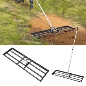 VEVOR Lawn Leveling Rake, Lawn Leveler with 83.9 in Handle, 36x10 in Ground Plate, Rust-Resistant Carbon Steel Soil Leveler, 3 Heights Adjustable