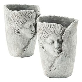 Set of 2 6.5x6x8.5" Sleep Face Accent Planter