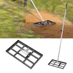 VEVOR Lawn Leveling Rake, Lawn Leveler with 78 in Handle, 17x10 in Ground Plate, Rust-Resistant Carbon Steel Soil Leveler, 5 Heights Adjustable