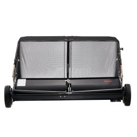 VEVOR 52-inch Lawn Sweeper Tow Behind, 26 cu.ft. Large Pull Behind Grass Sweeper, Heavy Duty Leaf & Grass Collector with Dumping Rope Design