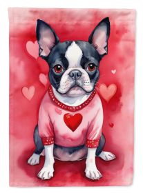 Boston Terrier My Valentine Garden Flag Mailbox Flag Decorative Yard Flag Banner Outside Patio Artwork Yard Flower Beds, Garden Size, Multicolor