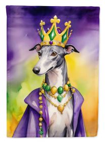 Greyhound King of Mardi Gras House Flag Large Porch Sleeve Pole Decorative Outside Yard Banner Artwork Wall Hanging, Polyester, House Size, Multi