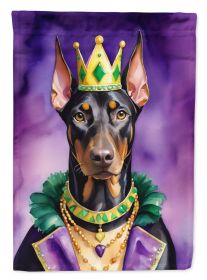 Doberman Pinscher King of Mardi Gras Garden Flag Mailbox Flag Decorative Yard Flag Banner Outside Patio Artwork Yard Flower Beds, Garden Size