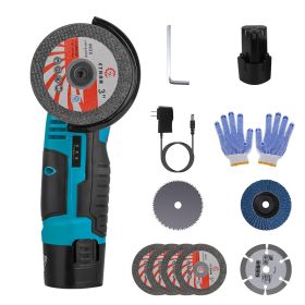 12V Cordless Mini Angle Grinder Hand Polishing Grinding Machine Cordless Cutter Grinding Tool with 7Pcs Disc 2Pcs 1100mAh Batteries and Charger H