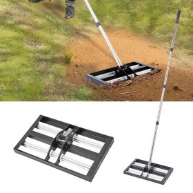 VEVOR Updated Lawn Leveling Rake with Roller, 17" x 10" Stainless Steel Lawn Leveler with 63.4" Adjustable Handle, Heavy Duty Yard Leveling Rake