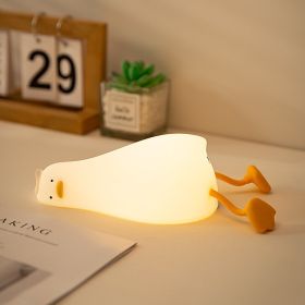 Cute LED Night Light Touch Sensor Cartoon Kid's Nightlights Big Face Rabbit Silicone Night Light Christmas Gift Bedside Lamp Home Decor (Option: Lying flat duck)