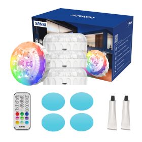 SANSI IP68 Waterproof RGB Pool Light, Summer Rechargeable 20Hrs Outdoor LED Lamp For Swimming Pool,Pond,Shower,Bath (Option: 4PACK)