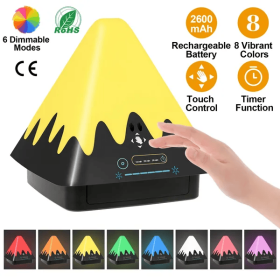 Touch Control Night Light 8-Color Change 6 Level Dimmable Light Brightness Table Lamp Portable Timer Lamp (Option: Black and white)
