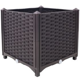 Deep Raised Garden Bed Plastic Planter Boxes for Vegetables Flowers Herbs and Succulents,Self-Watering Planter Box Raised Bed to Grow Flowers (Color: as Pic)