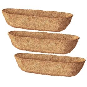 3Pcs 24in/30in/36in Trough Coco Liners For Planters Coconut Coir Planter for Window Box Hanging Trough Basket Half Moon Planter Liner Replacement (Color: Yellow, size: 24in)