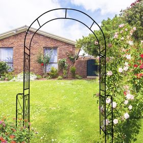 Metal Garden Arch W55'' x H94.5'' Garden Arbor Trellis Climbing Plants Support Rose Arch Outdoor Arch (Color: BLACK)