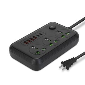 Power Strip with 5.9FT Extension Cord 3 AC Outlets and 4 USB A Ports 2 USB C Port 2500W Wall Mount Outlet Extender for Home Office Dorm Travel (Color: BLACK, size: 9-port)