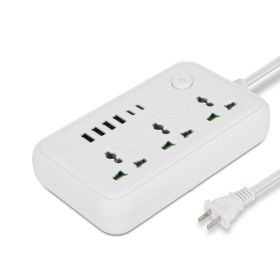 Power Strip with 5.9FT Extension Cord 3 AC Outlets and 4 USB A Ports 2 USB C Port 2500W Wall Mount Outlet Extender for Home Office Dorm Travel (Color: White, size: 9-port)