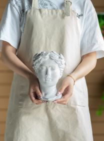 Greek Style Cement Head Planter - Indoor Outdoor Home Garden Decor, D6" x 9" (Color: as Pic)