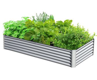 6x3x1.5ft Galvanized Raised Garden Bed, Outdoor Planter Garden Boxes Large Metal Planter Box for Gardening Vegetables Fruits Flowers, Silver (Color: as Pic)