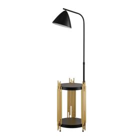Luxury Shelves Floor Lamp For Living Room With Metal Lampshade, Standing Lamp Tall Industrial Floor Lamp Reading For Bedroom, Office E26 No Inclu (Option: Matte Black)